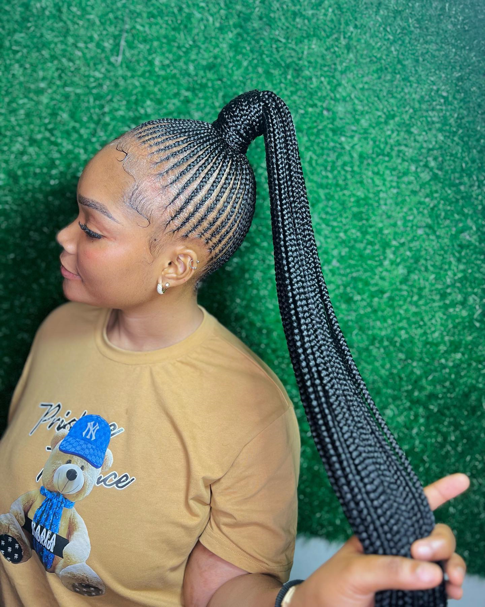 Signature Hairstyle with Cornrows Bone straight Braids