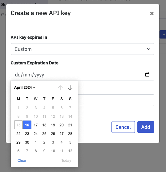 Custom API Key Expiry Dates