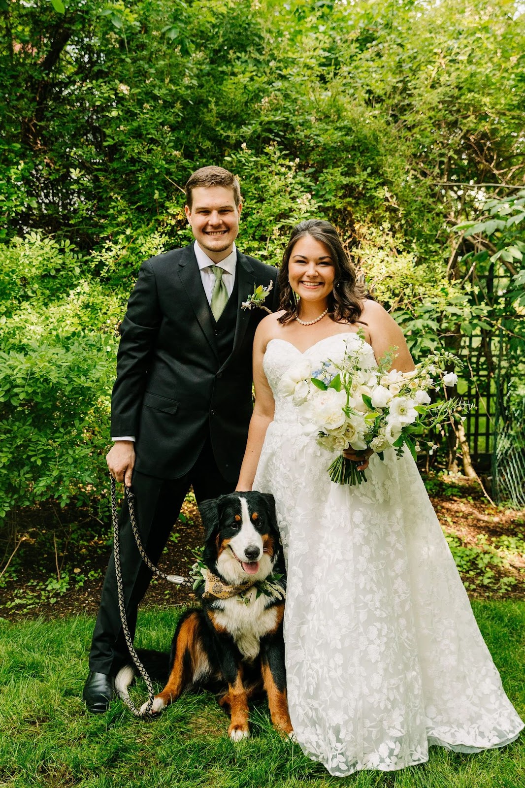Wedding couple and their pup      Kelsey Haley Media