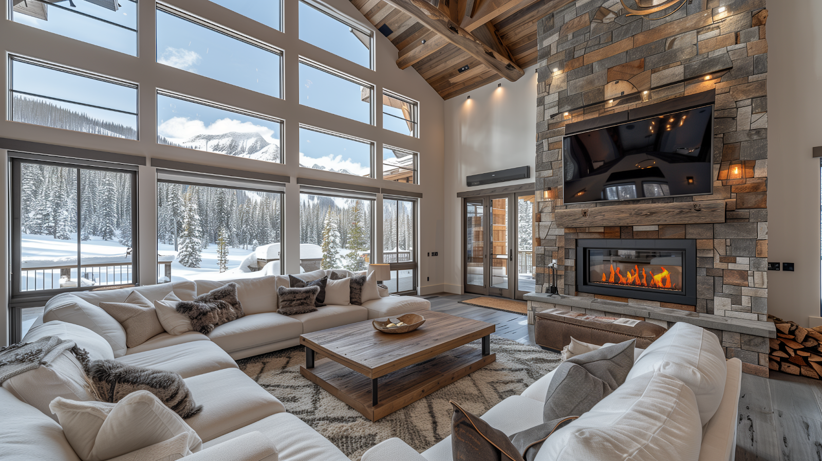 A cozy retreat in the mountains during the winter