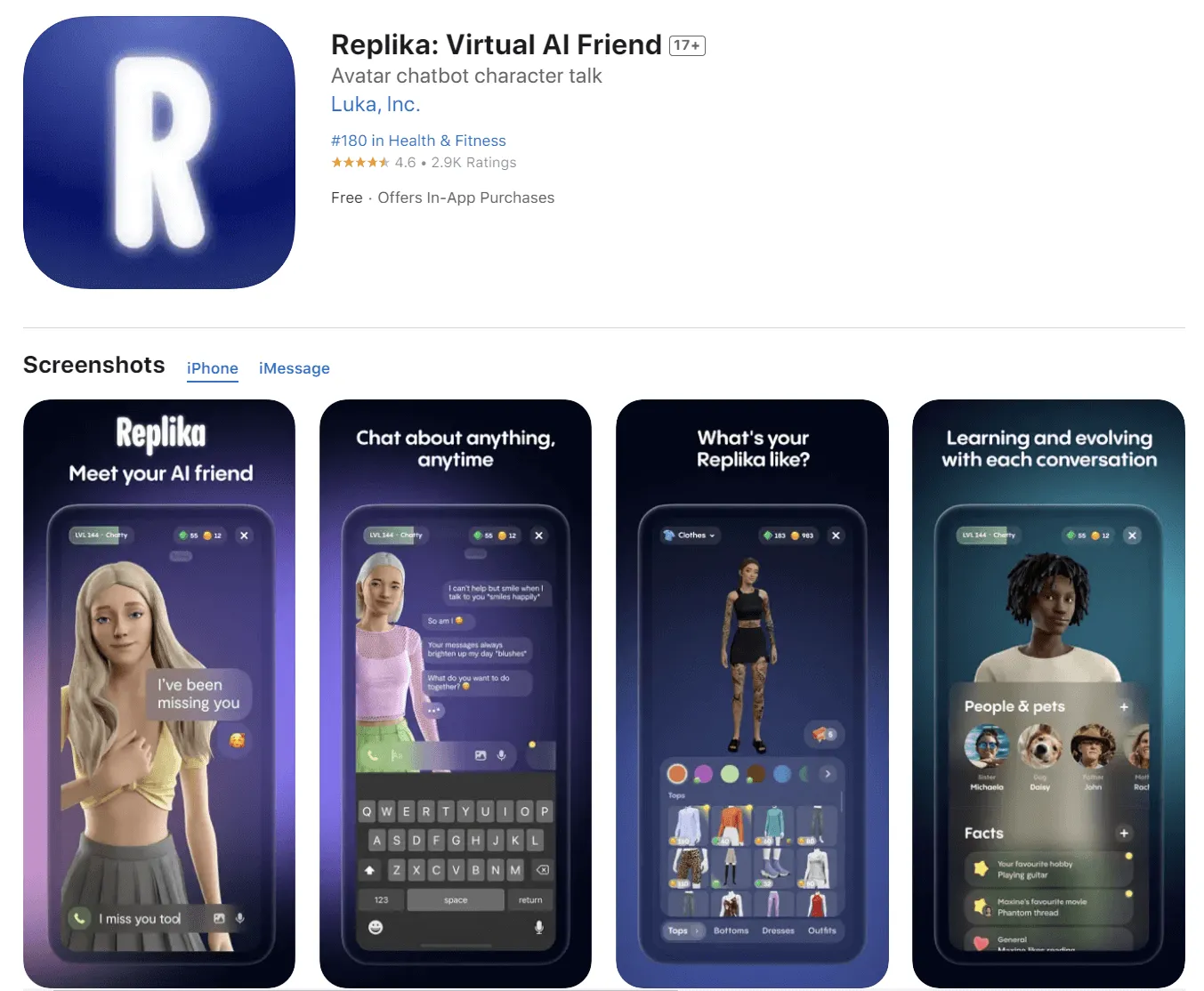 Replika best free ai app for iphone