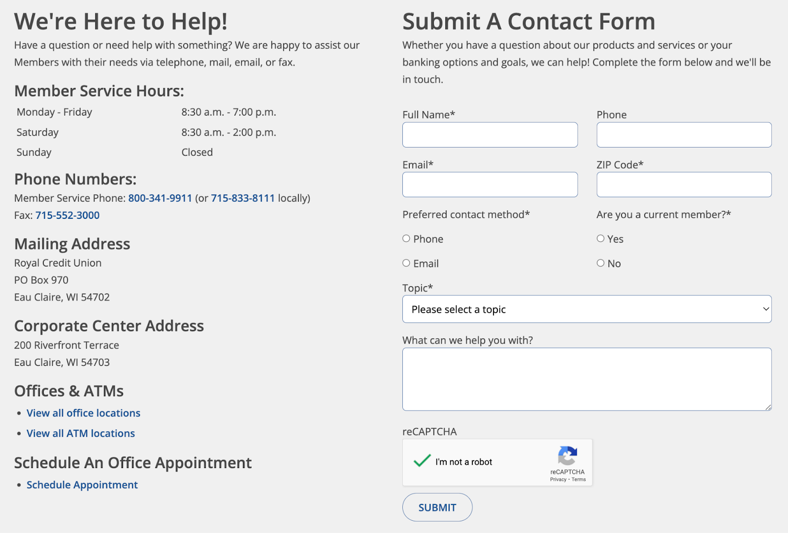royal credit union hours