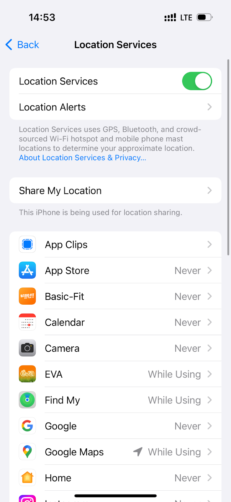 location-sharing feature