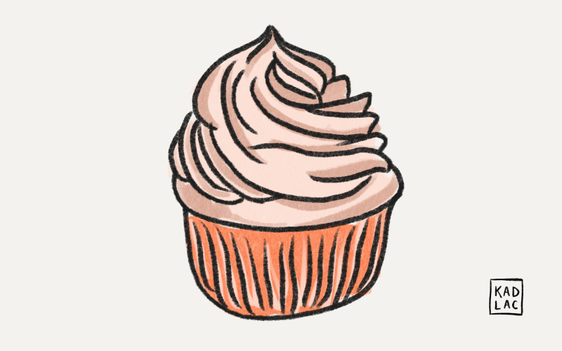 A drawing of a cupcake