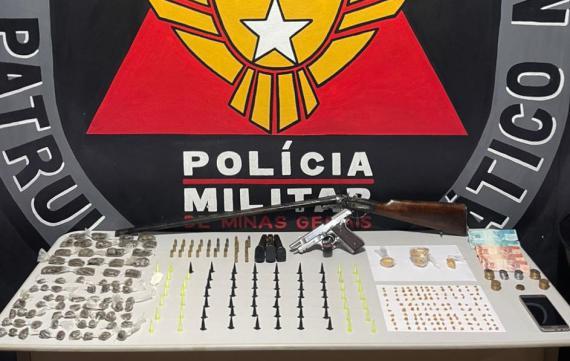 Armas e drogas apreendidas pela PM, 06-01-24, Mariana
