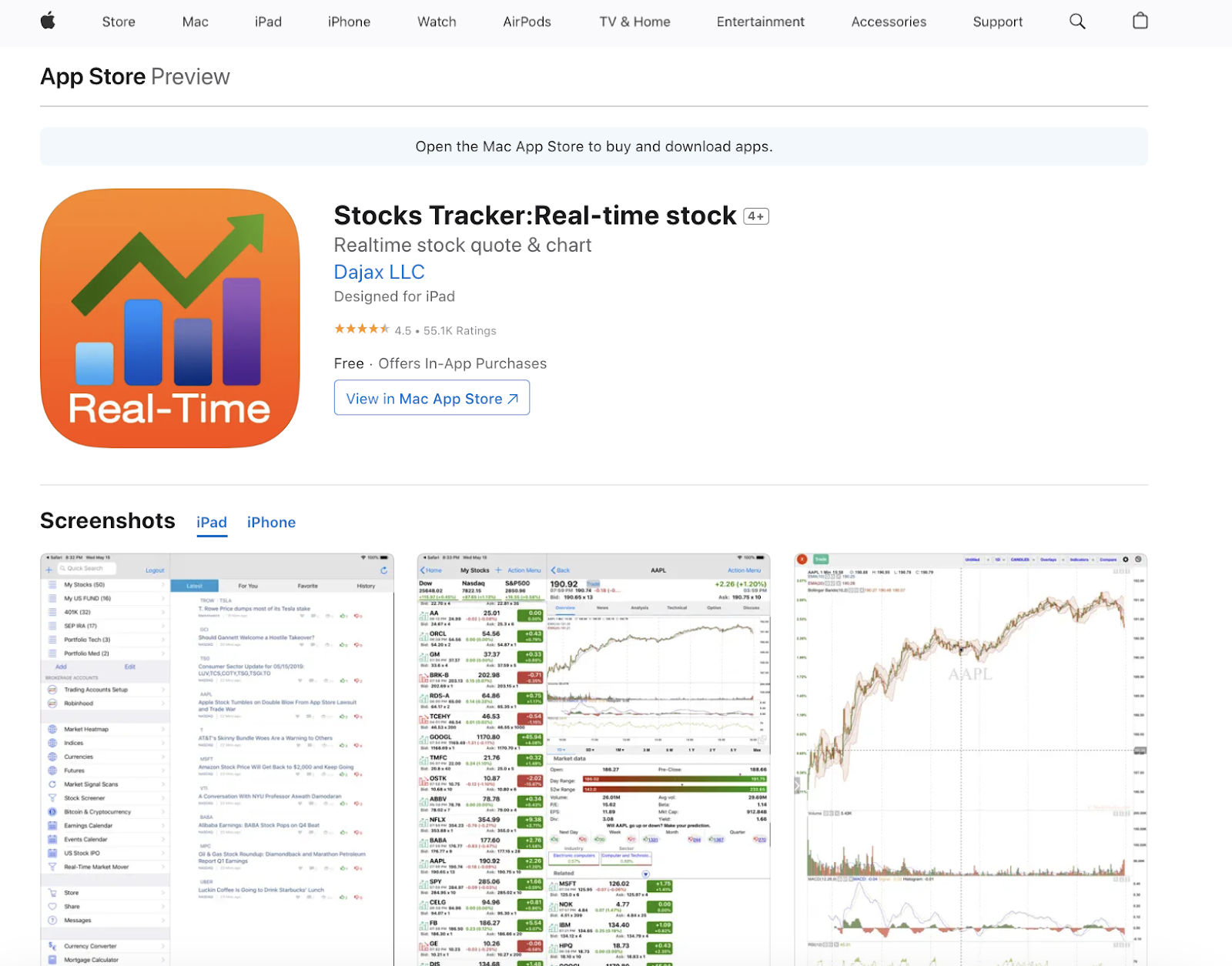 Stocks Tracker app iOS 