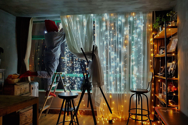 Twinkling Fairy Lights in Window