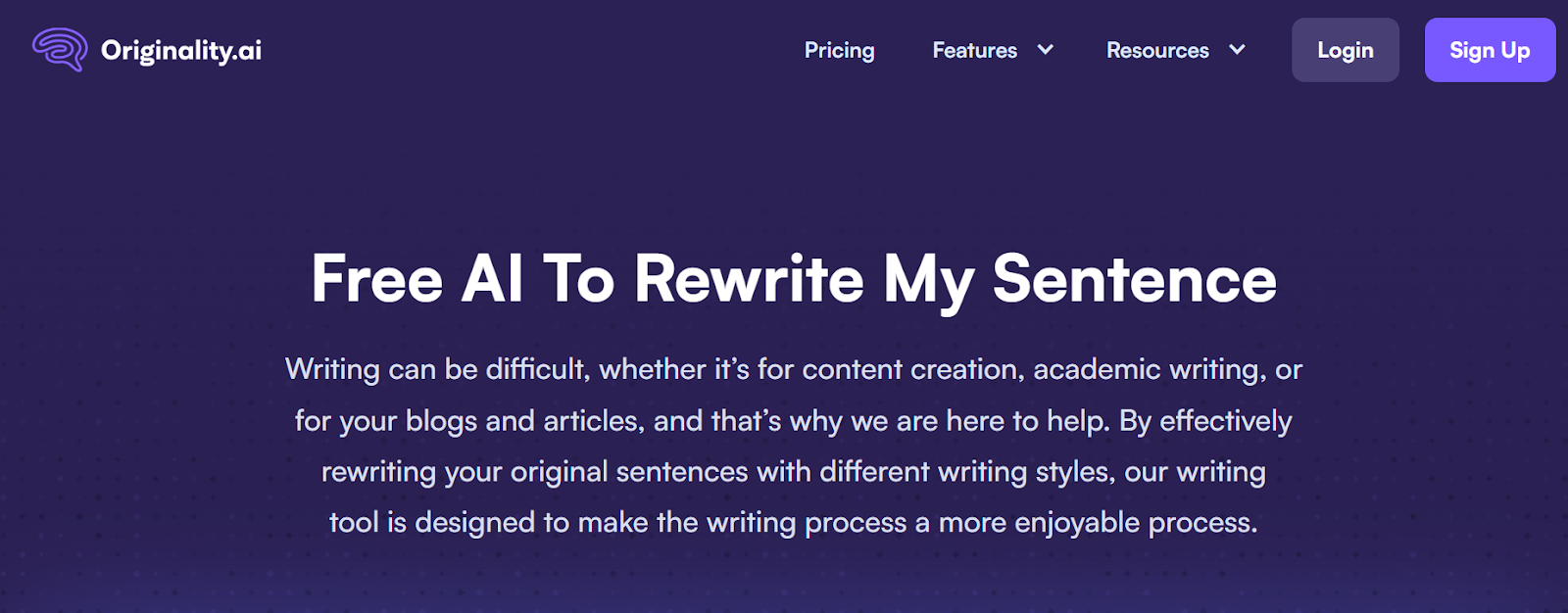 Originality.ai's Sentence Rewriter