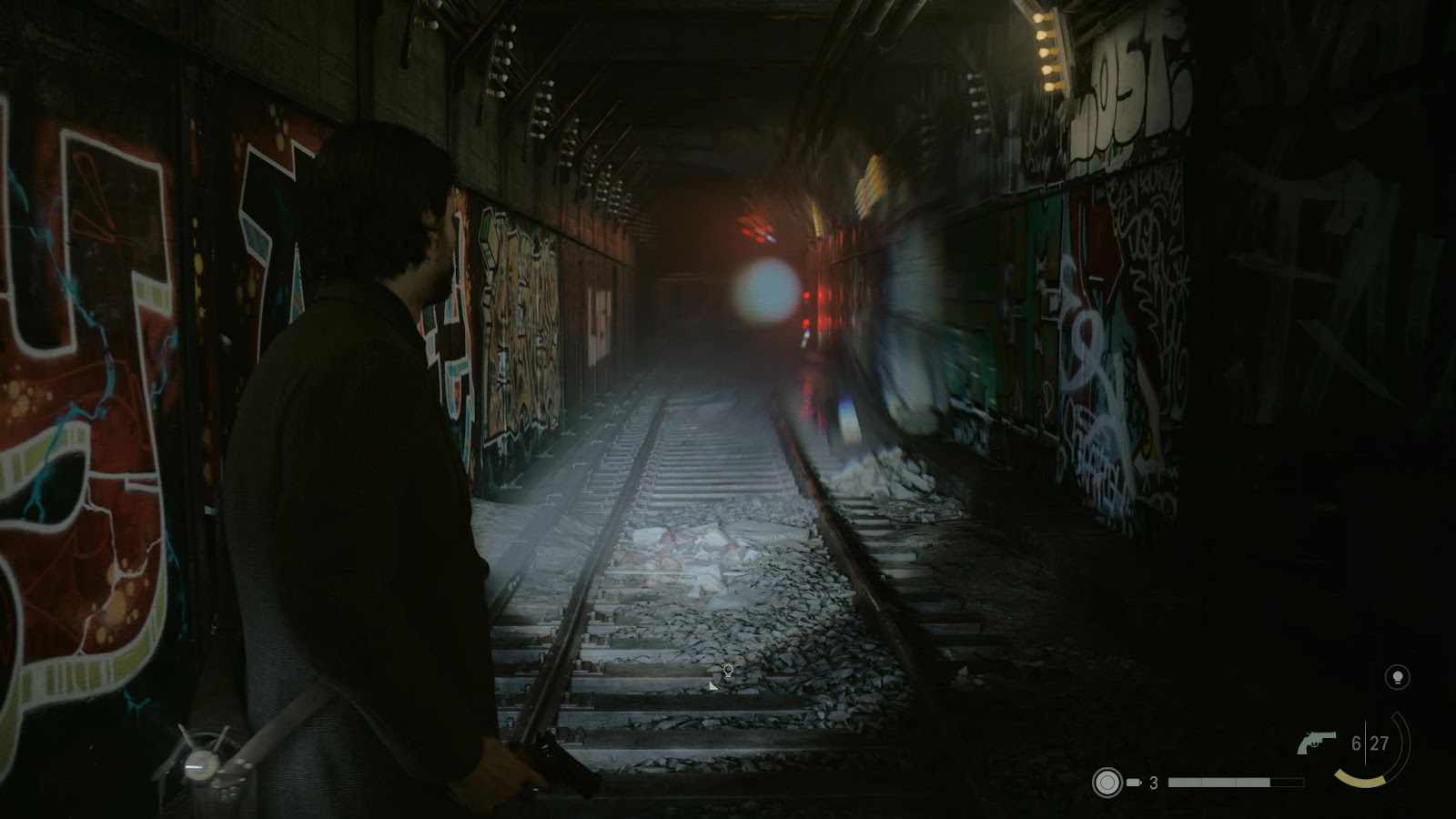 An in game screenshot of the light orb needed to activate an Echo in Alan Wake 2