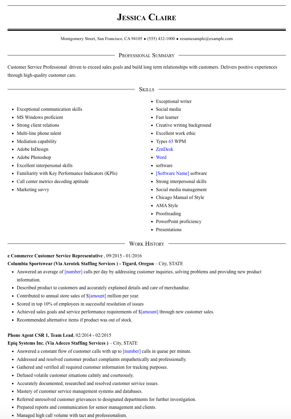 call center resume examples, ecommerce service rep