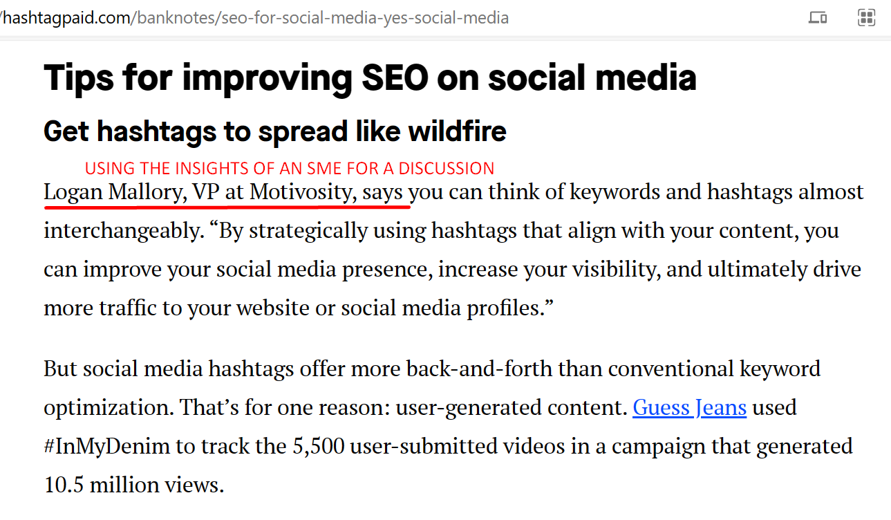 Using SME insights for a blog