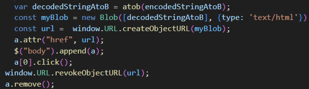  createObjectURL() method to create a blob URL
