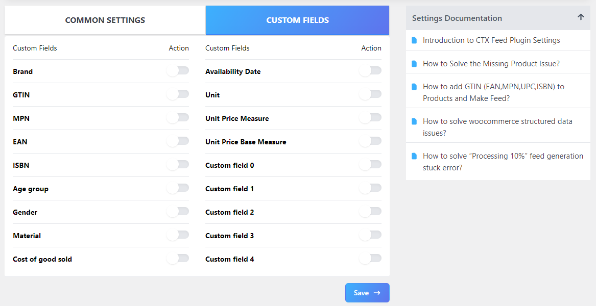 Custom fields