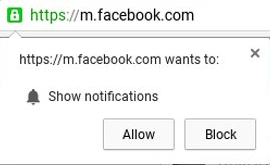 Notificación del navegador pidiendo permiso para que Facebook muestre notificaciones.