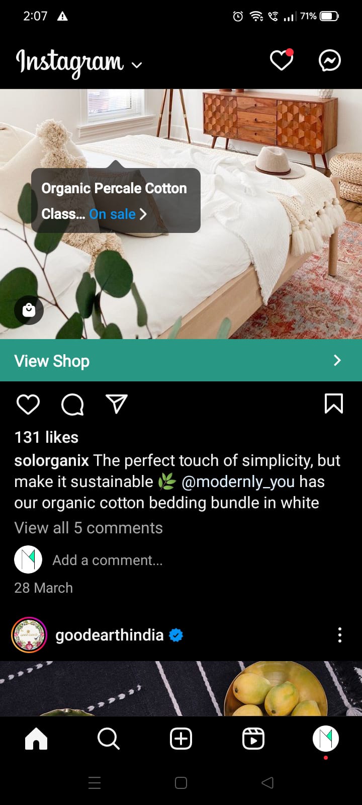 Instagram home-screen interface