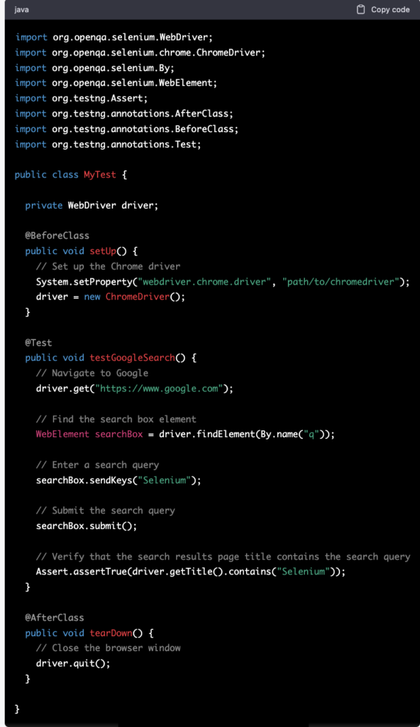 Selenium tests with java