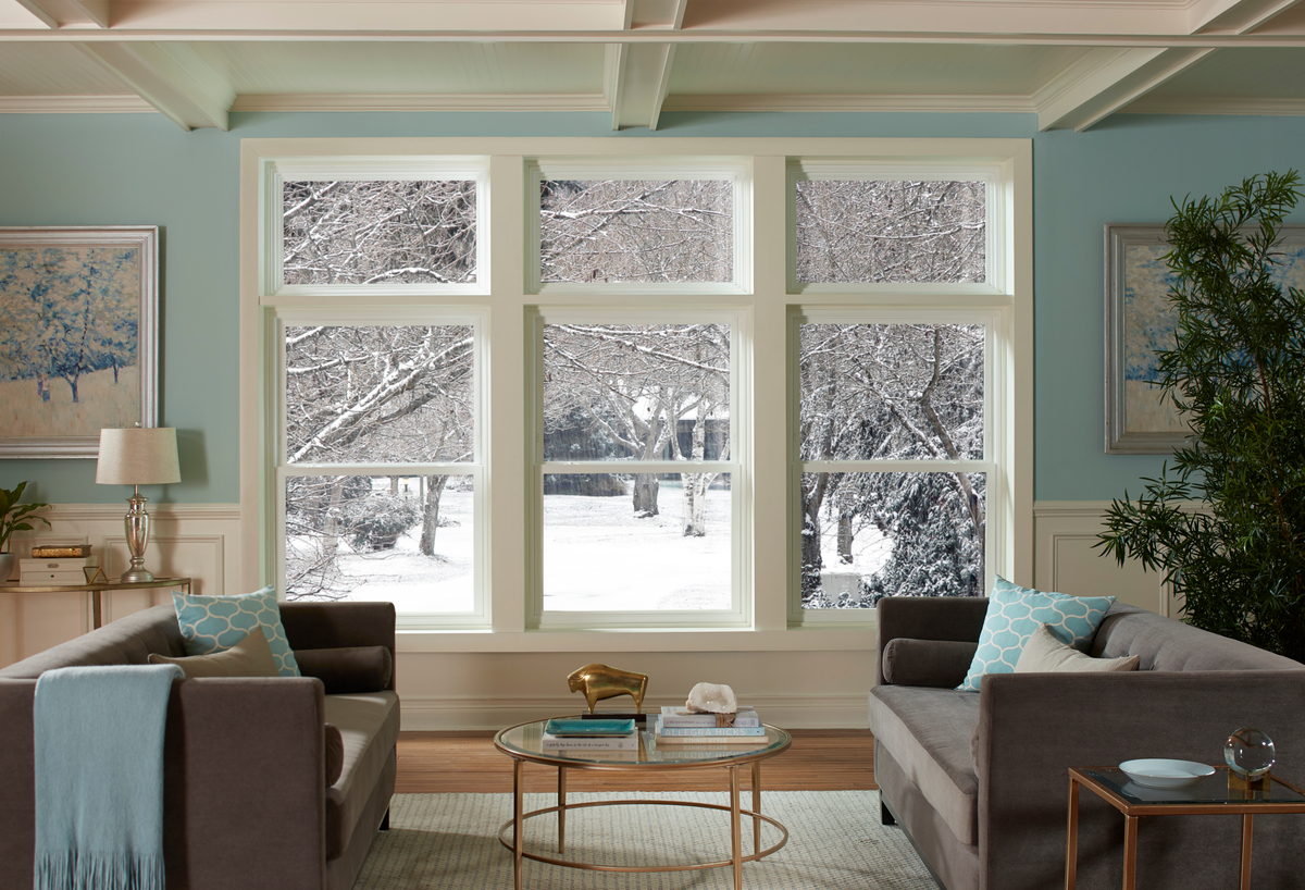 Living room with winter views