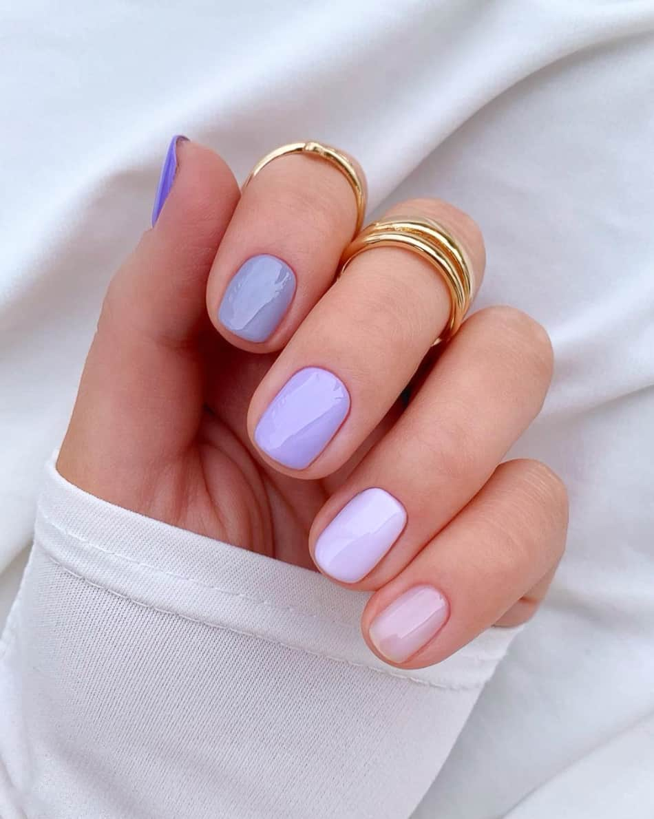 Short Purple Gradient Nails