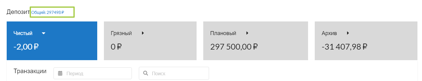 Рис. 8. Архивный депозит при расчете общего депозита не учитывается