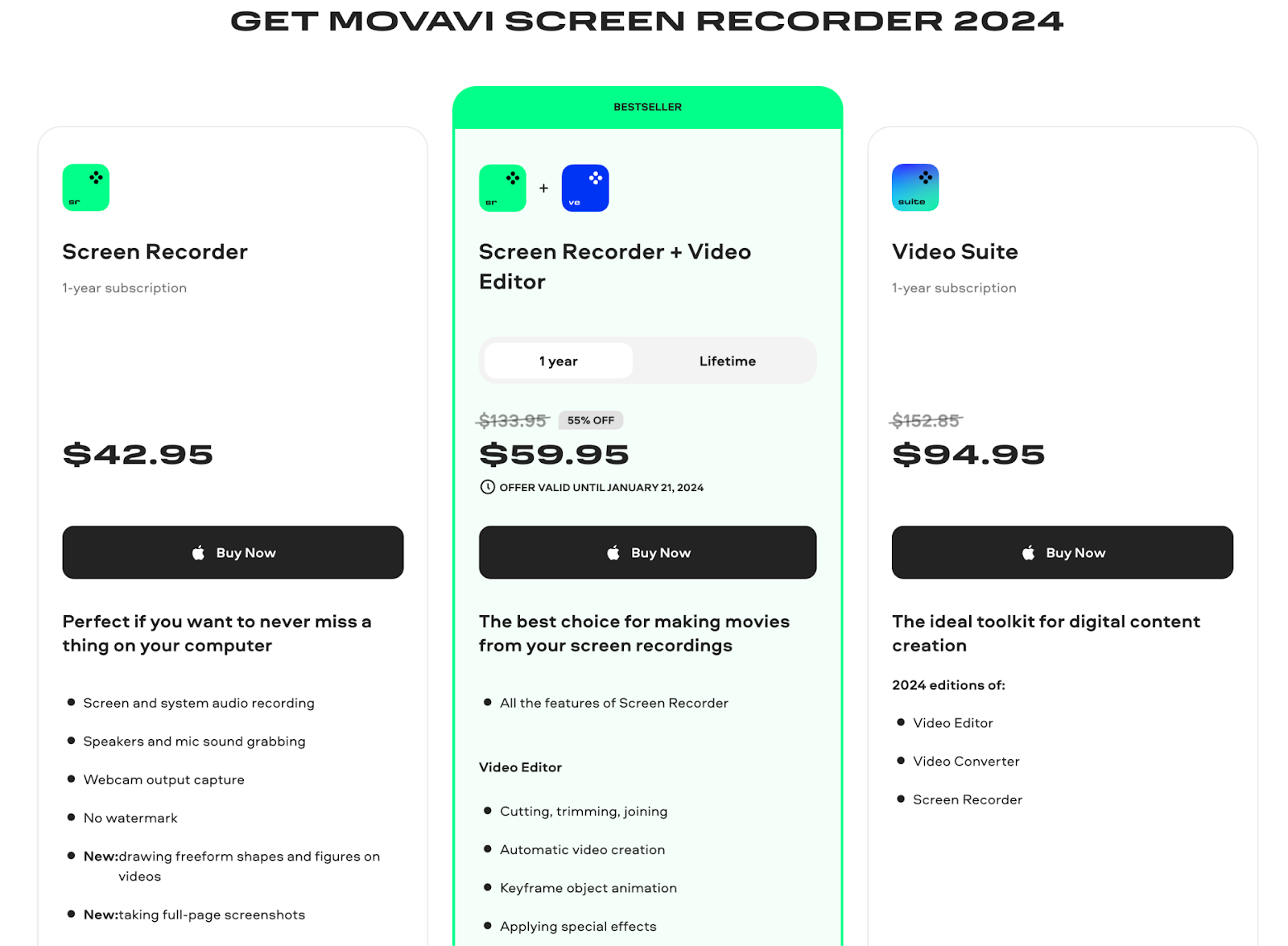 Movavi Screen Recorder Pricing