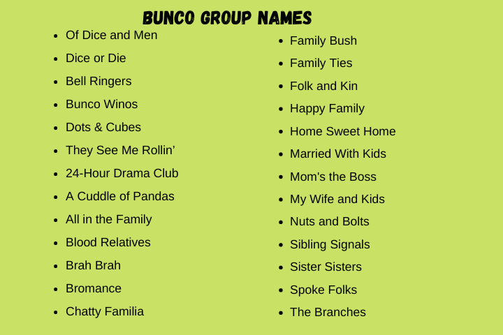 Bunco Group names