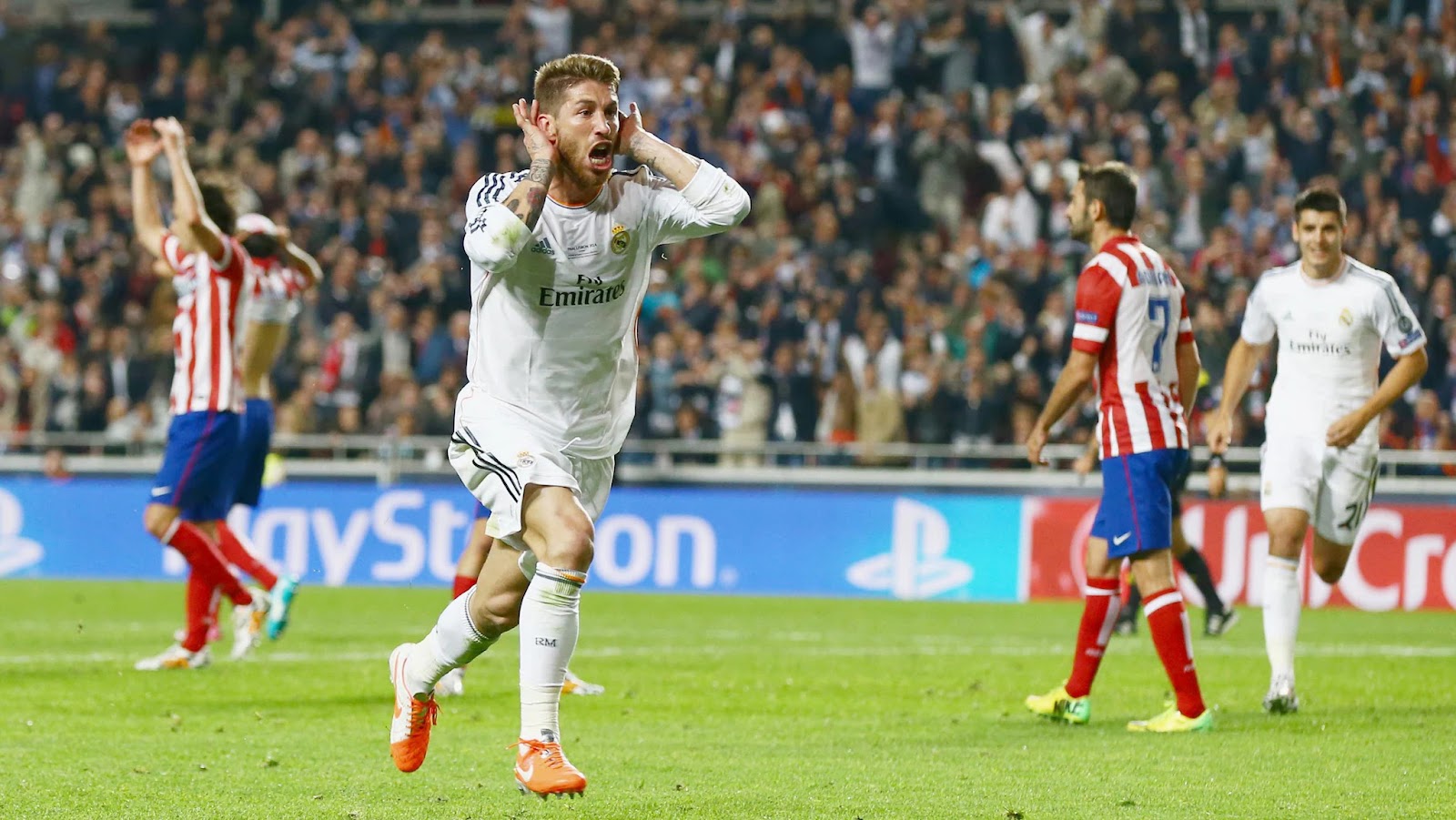 Sergio Ramos celebrando un gol ante el Atlético de Madrid