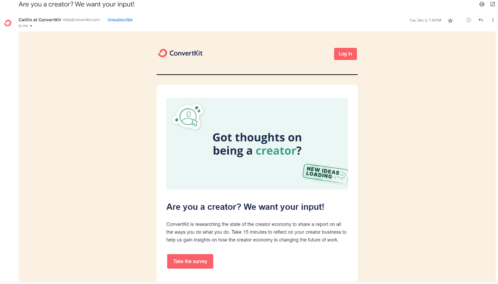 Email sent by Convertkit