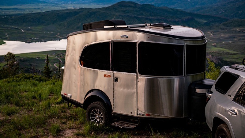 10 Best Small Camper Trailers with Bathrooms - Airstream Basecamp Exterior