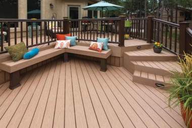 comparing built in seating options for your composite deck l shaped or corner bench custom built michigan
