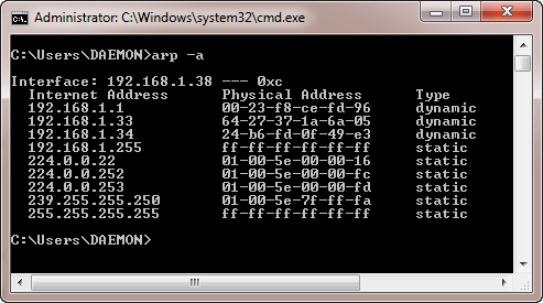 Configurar entradas ARP en Windows