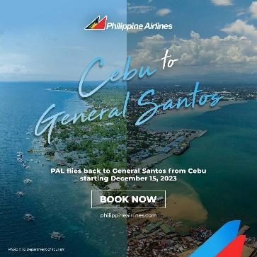 An advertisement for a flight to general santos

Description automatically generated
