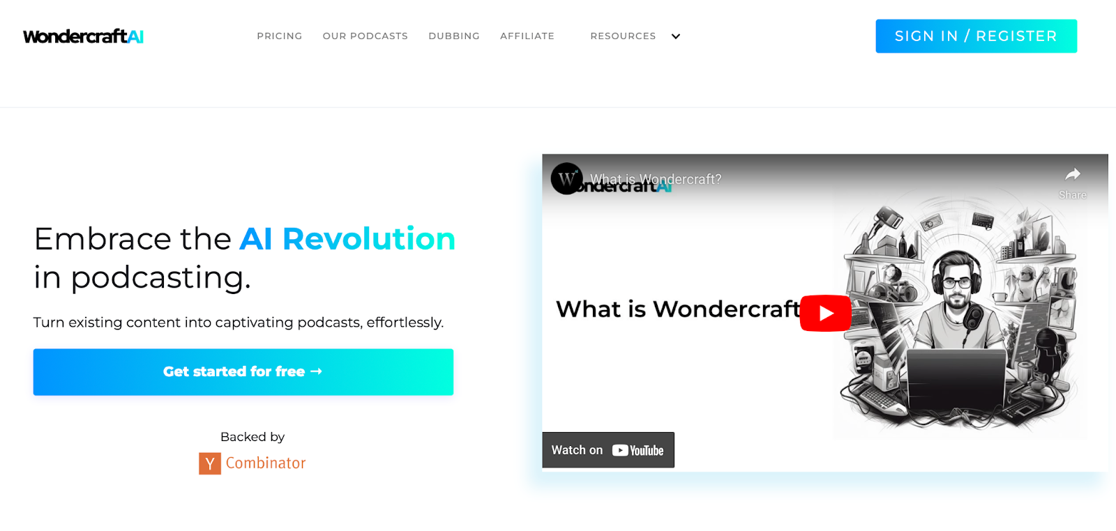 Construtor de podcast Wondercraft AI