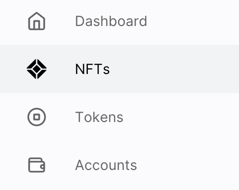 NFT menu item in Chainlens Appchain Explorer