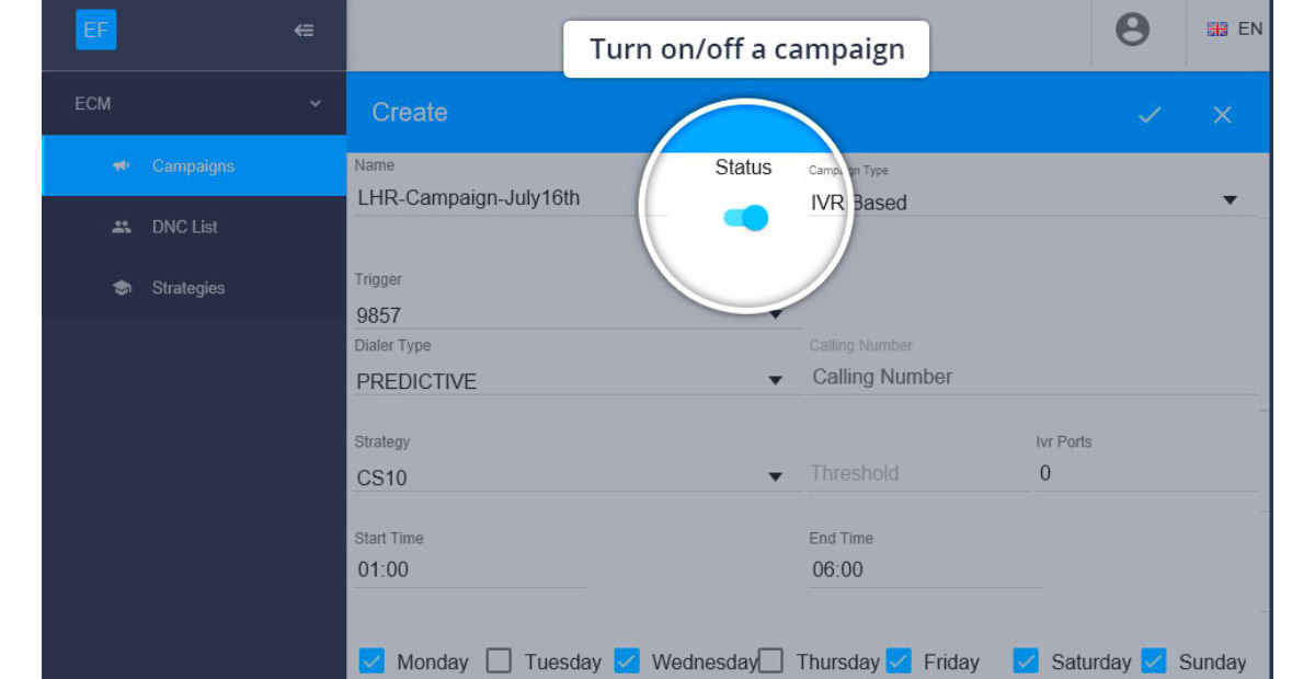 Cisco Call Centre Solution Product create campaign dashboard