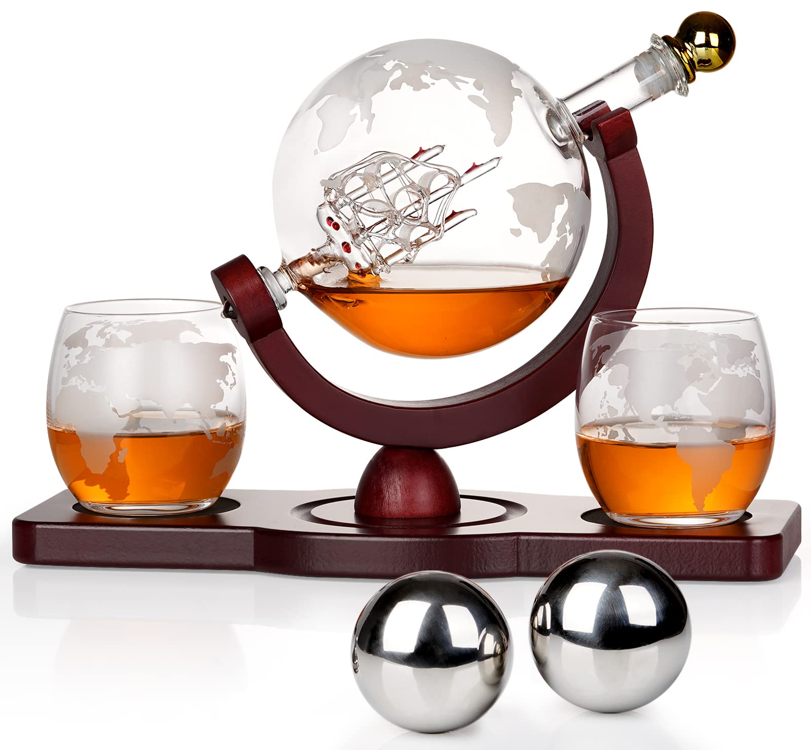 PONPUR Whiskey Decanter Globe Set