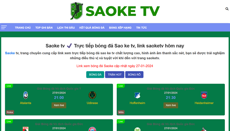 Vì sao kênh trực tiếp bóng đá Saoke TV được đông đảo khán giả đã tin tưởng
