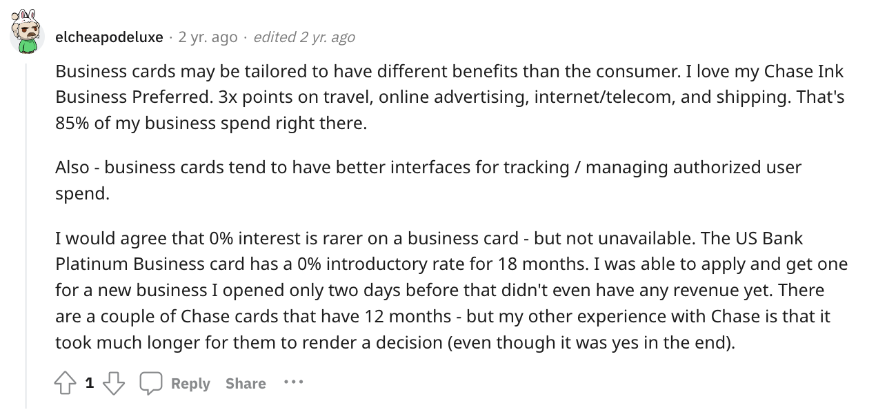 business credit card vs personal reddit
