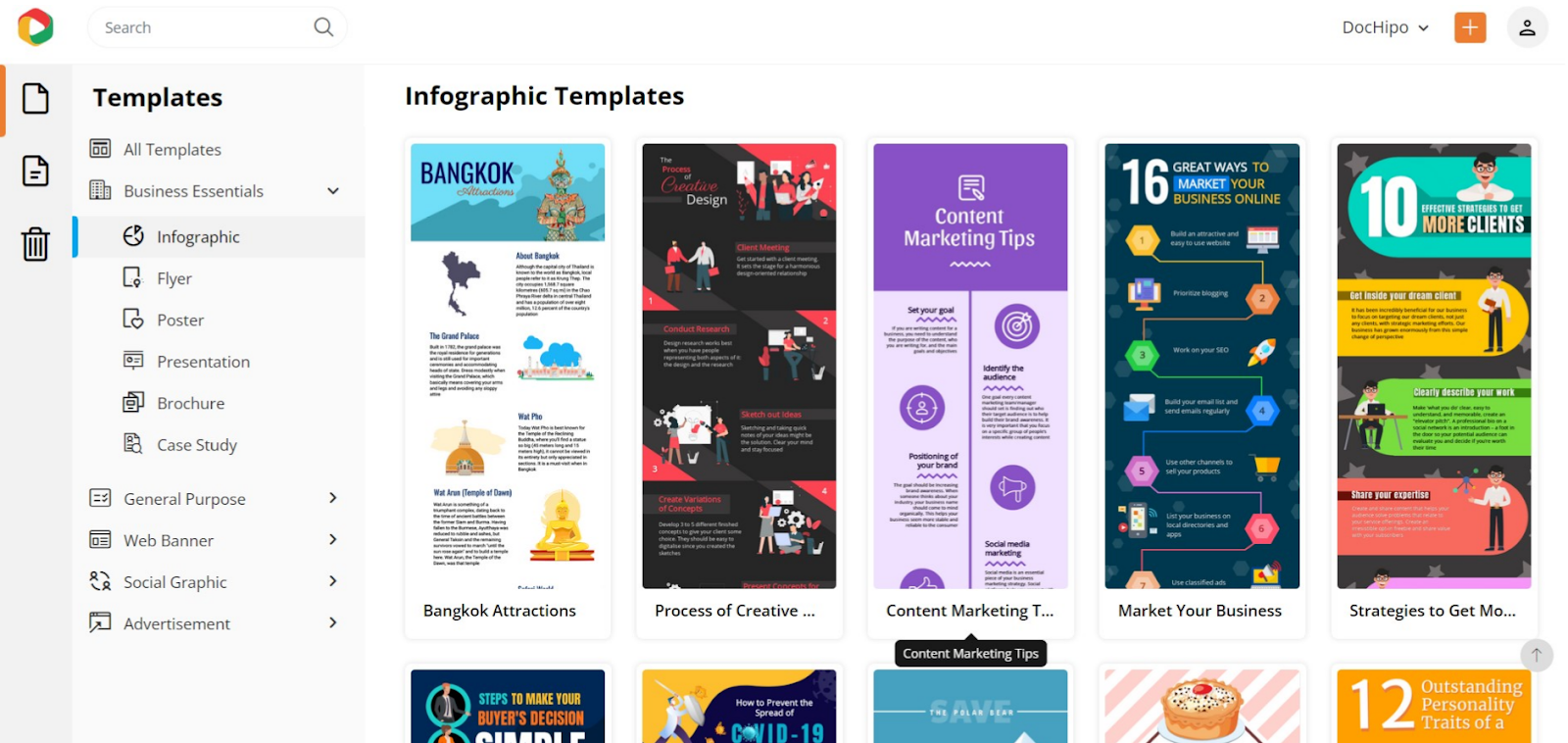 Many infographic templates