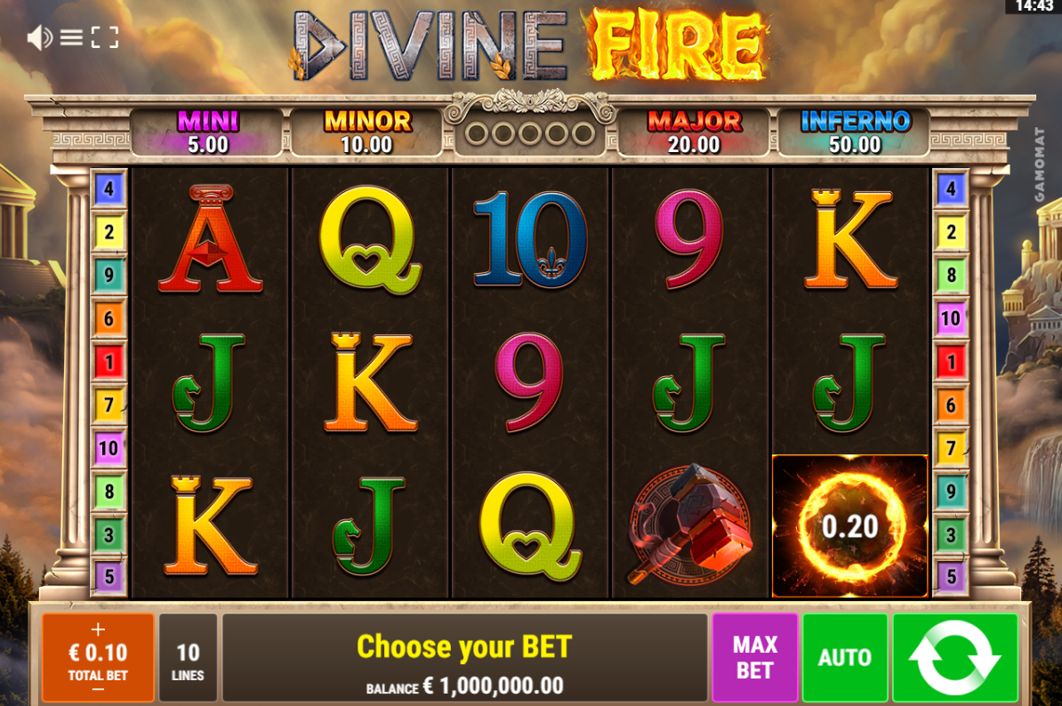 divine fire slot screenshot by gamomat