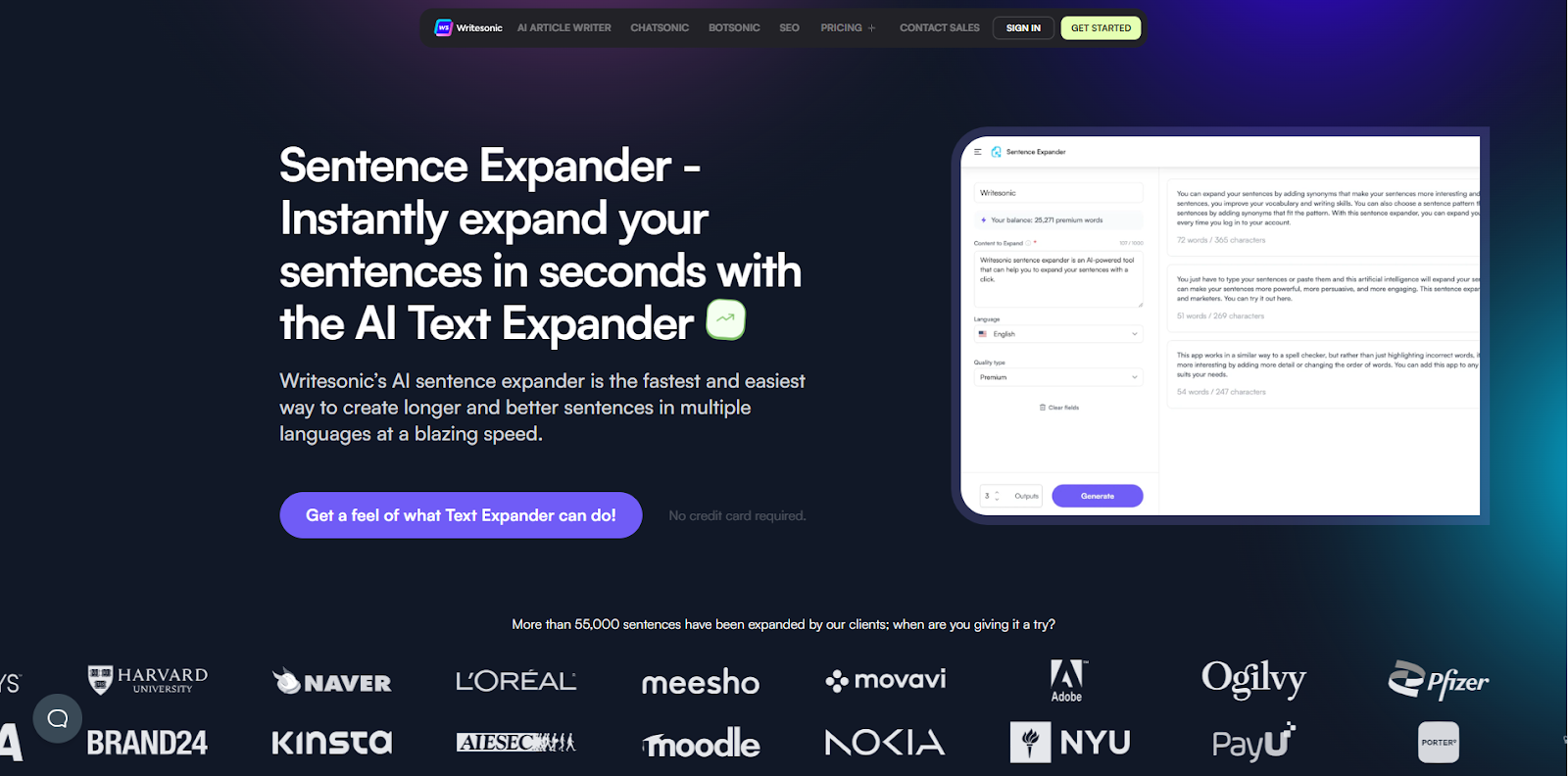 Writesonic Sentence Expander