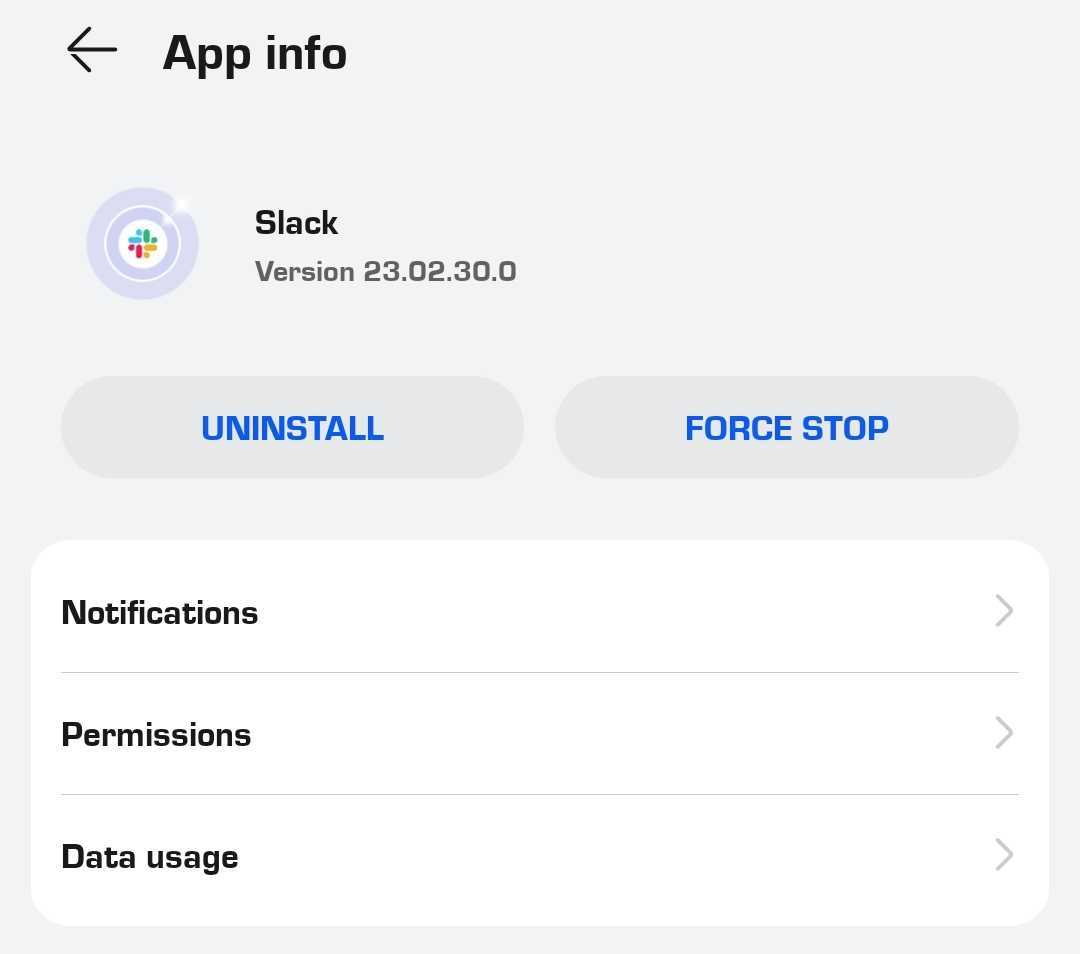 Force Stopping Slack app on android