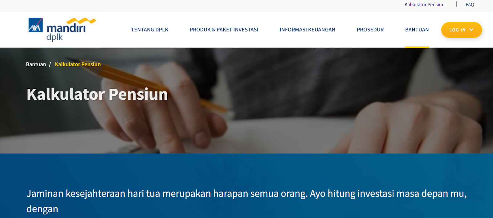 kalkulator dana pensiun DPLK AXA Mandiri