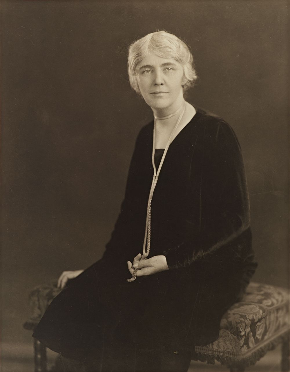 Black and white photograph of Lou Henry Hoover circa 1928. Berton W. Crandall Photographs, Hoover Institution Archives