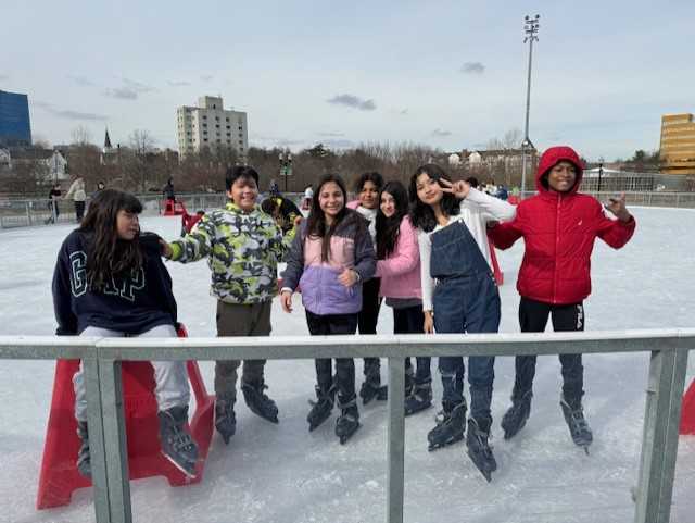 Students enjoying their trip to Mill River Park