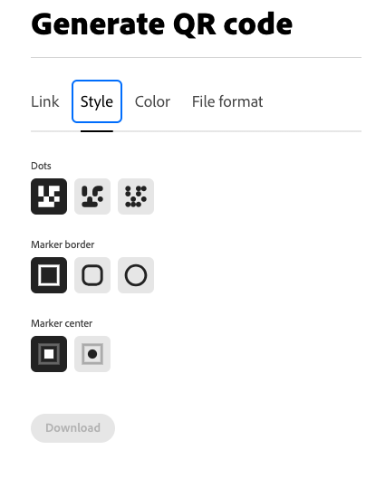 adobe qr code style