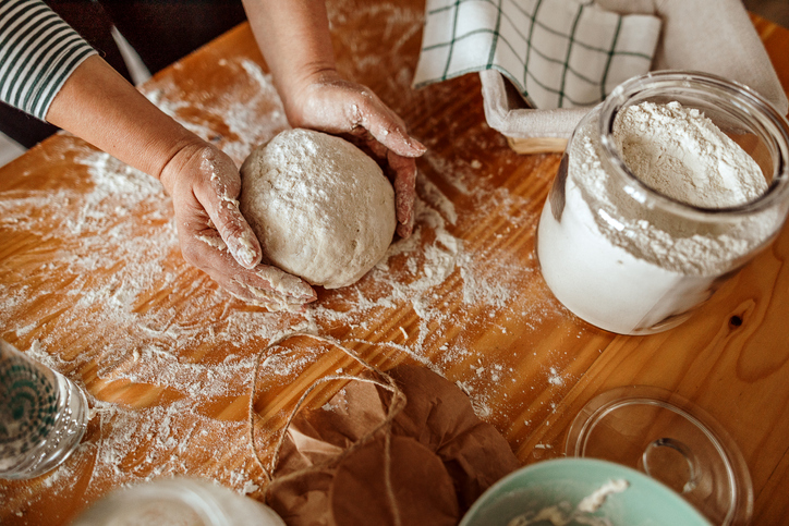 Baking sourdough bread in your homestead. 