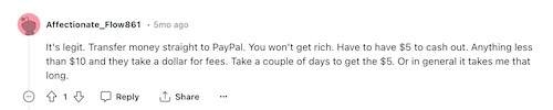 A Reddit post from an Earn Haus user who says the app is legit but the pay just isn't very high. 
