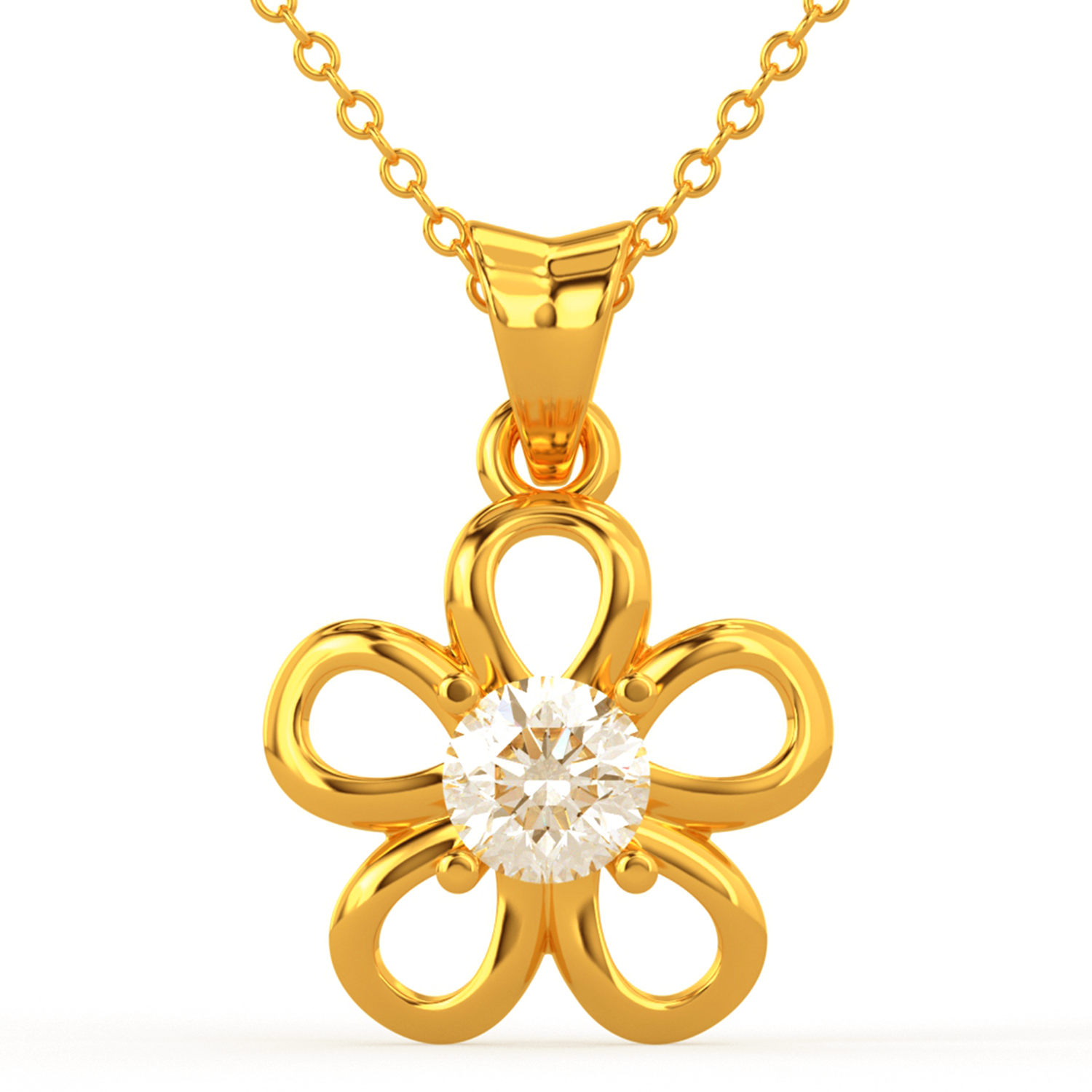 Floral Design Gold and Diamond Pendant