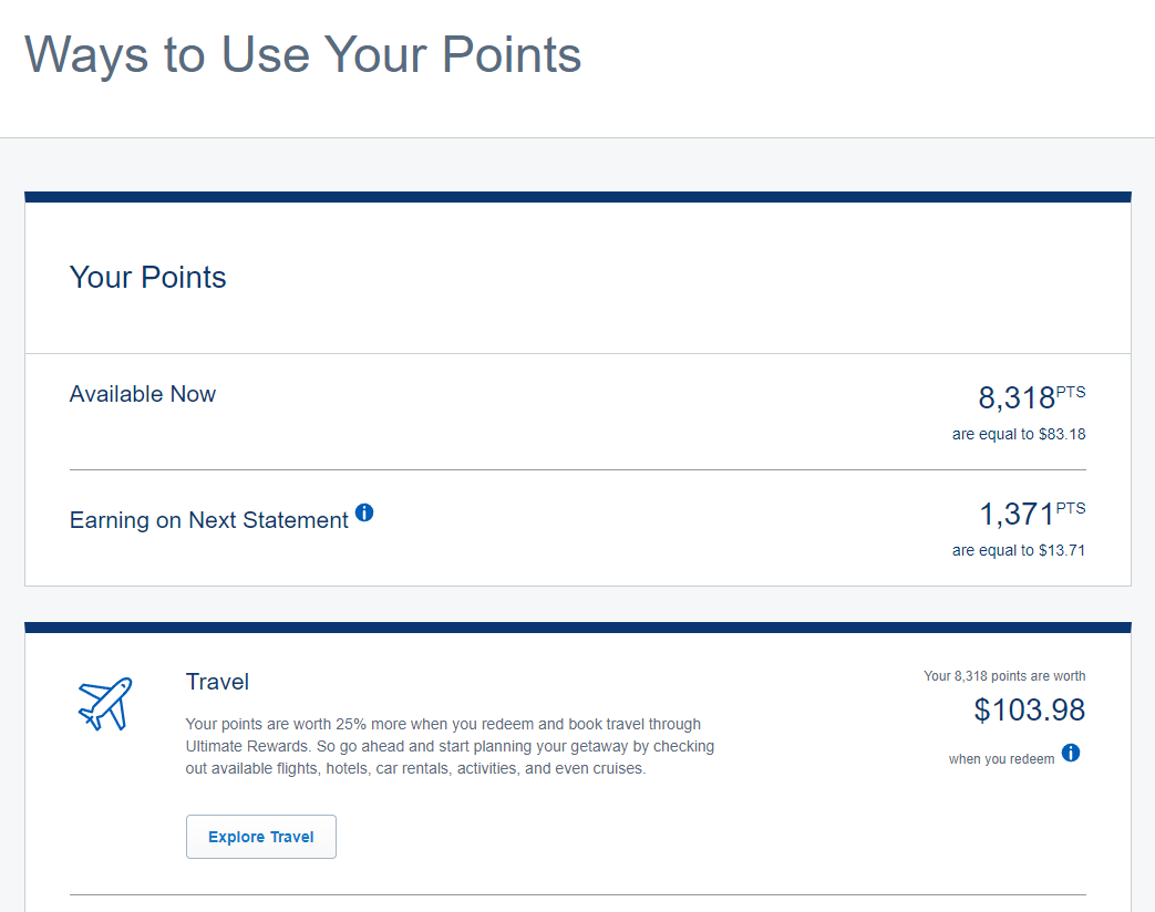 chase points towards travel