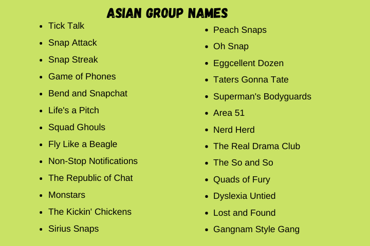 Asian group Names